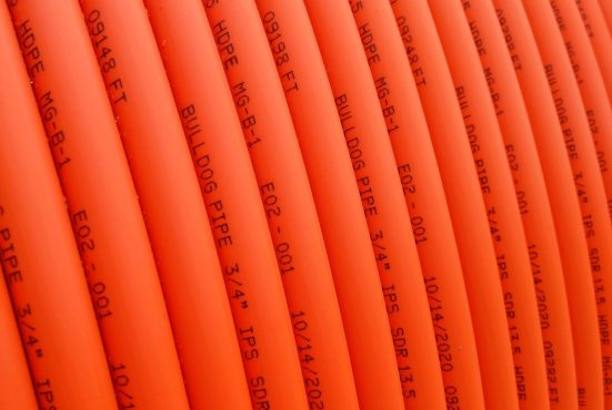 A close up image of a standard HDPE conduit hose.