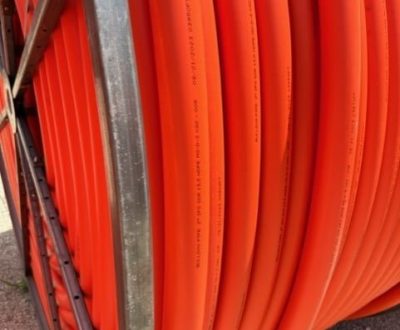 A close-up of a HDPE conduit hose.